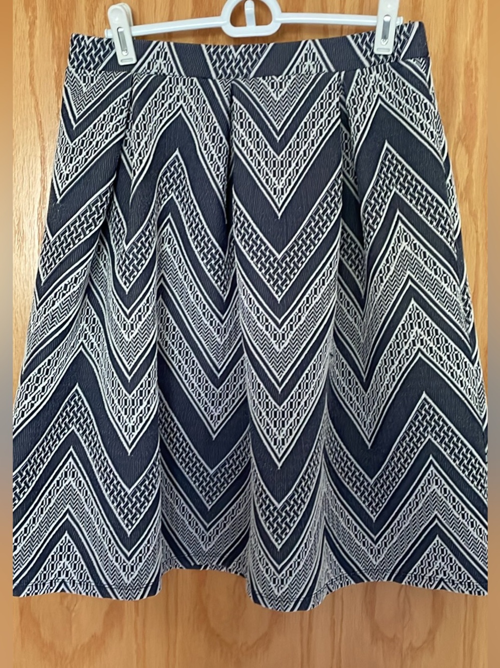 Joe Benbasset Navy and White Chevron Skater Skirt